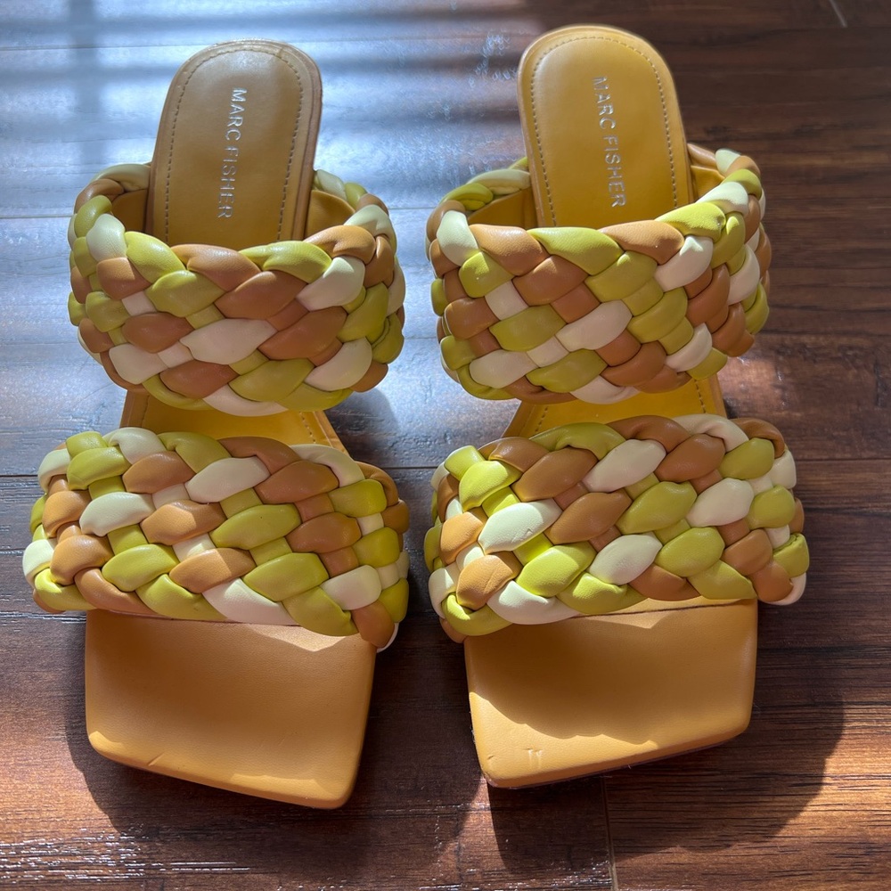 Marc Fisher Toree Women's Braided Sandals - Yellow, White, Tan